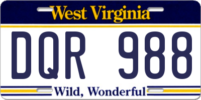 WV license plate DQR988