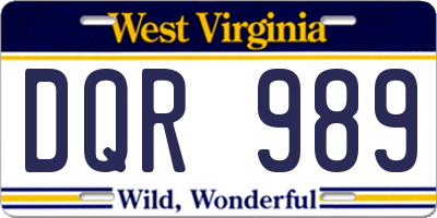 WV license plate DQR989