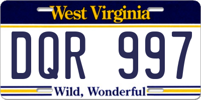 WV license plate DQR997