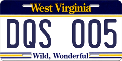 WV license plate DQS005