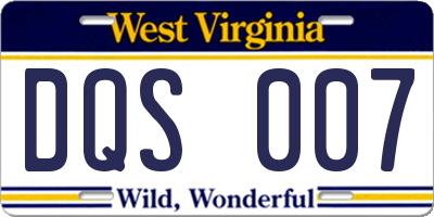 WV license plate DQS007