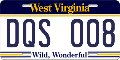 WV license plate DQS008
