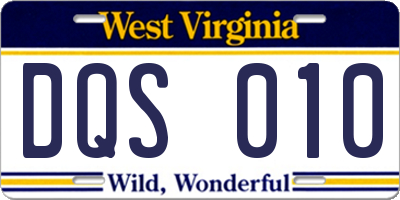 WV license plate DQS010