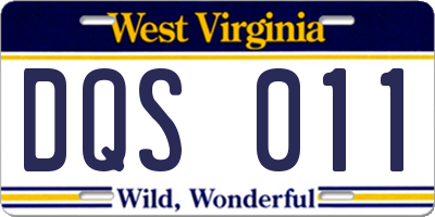 WV license plate DQS011