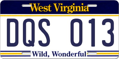 WV license plate DQS013