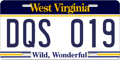 WV license plate DQS019