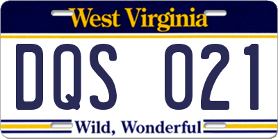 WV license plate DQS021