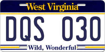 WV license plate DQS030