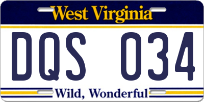 WV license plate DQS034