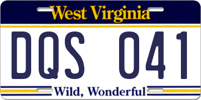 WV license plate DQS041