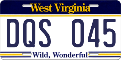 WV license plate DQS045