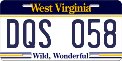 WV license plate DQS058