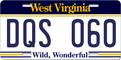 WV license plate DQS060