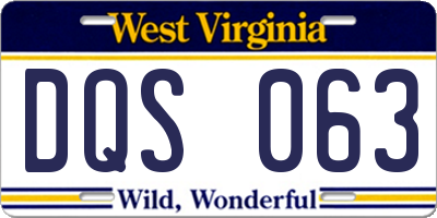 WV license plate DQS063