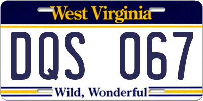 WV license plate DQS067
