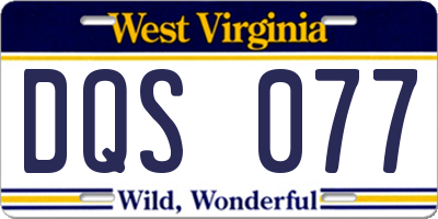 WV license plate DQS077
