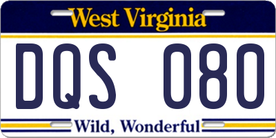 WV license plate DQS080