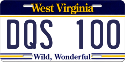 WV license plate DQS100