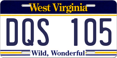 WV license plate DQS105