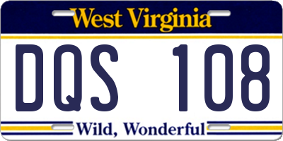 WV license plate DQS108