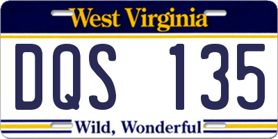 WV license plate DQS135
