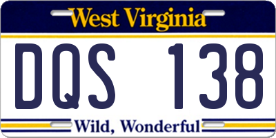 WV license plate DQS138