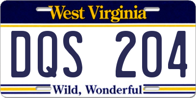 WV license plate DQS204