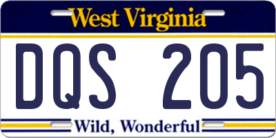 WV license plate DQS205