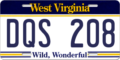 WV license plate DQS208