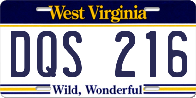 WV license plate DQS216