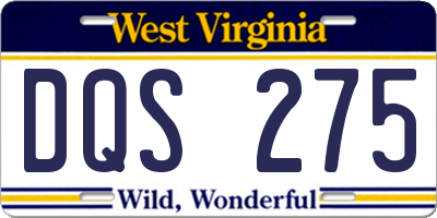 WV license plate DQS275