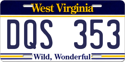 WV license plate DQS353