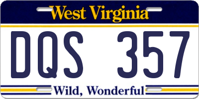 WV license plate DQS357