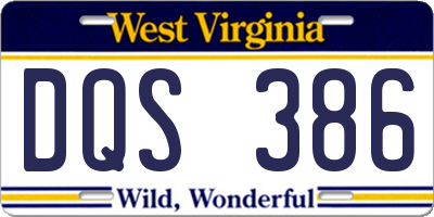 WV license plate DQS386