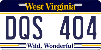 WV license plate DQS404