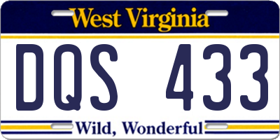 WV license plate DQS433