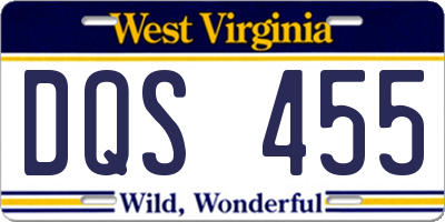 WV license plate DQS455