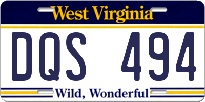 WV license plate DQS494