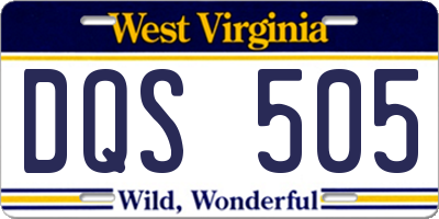 WV license plate DQS505