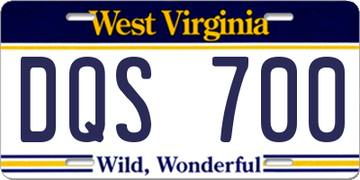 WV license plate DQS700