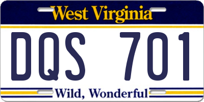 WV license plate DQS701