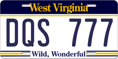 WV license plate DQS777
