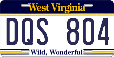 WV license plate DQS804