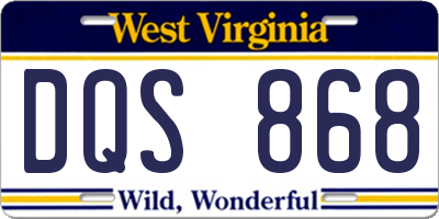 WV license plate DQS868