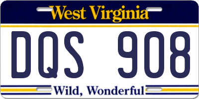 WV license plate DQS908