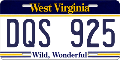 WV license plate DQS925