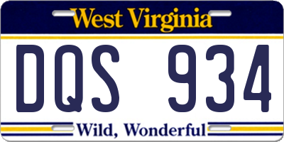 WV license plate DQS934