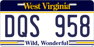 WV license plate DQS958