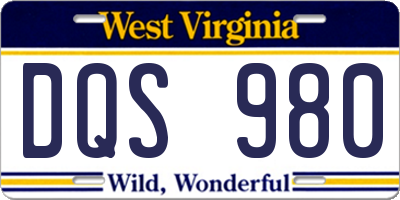 WV license plate DQS980