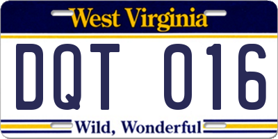WV license plate DQT016